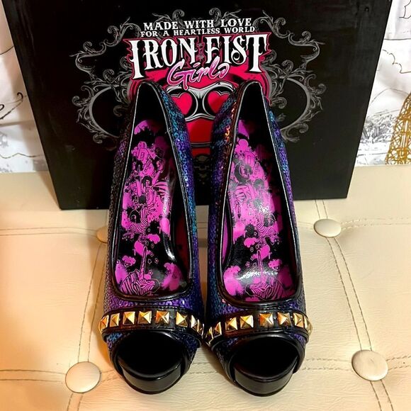 Iron Fist Sequin Studded Platforms Sz 5 - Picture 5 of 5